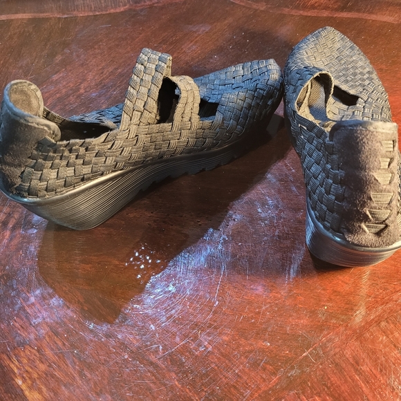 (2369) Bernie Mev Lulia Black Woven Wedge Sz 39 - Picture 3 of 6